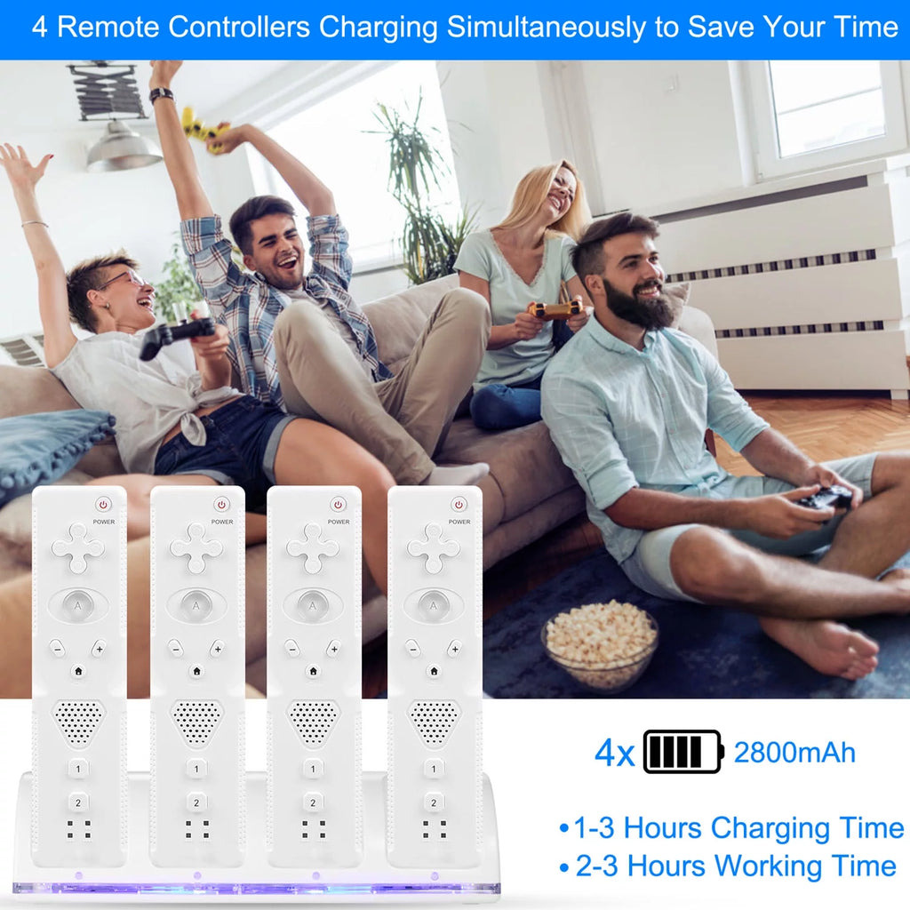 White 4 Remotes Charging Dock Game Controller Charger Y6490