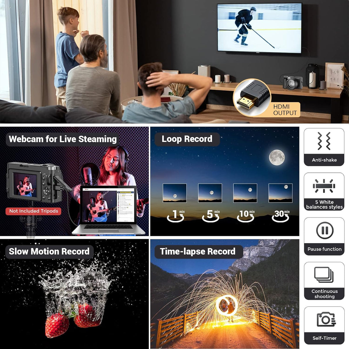 4K 48MP Digital Camera with Flip Screen WiFi L349