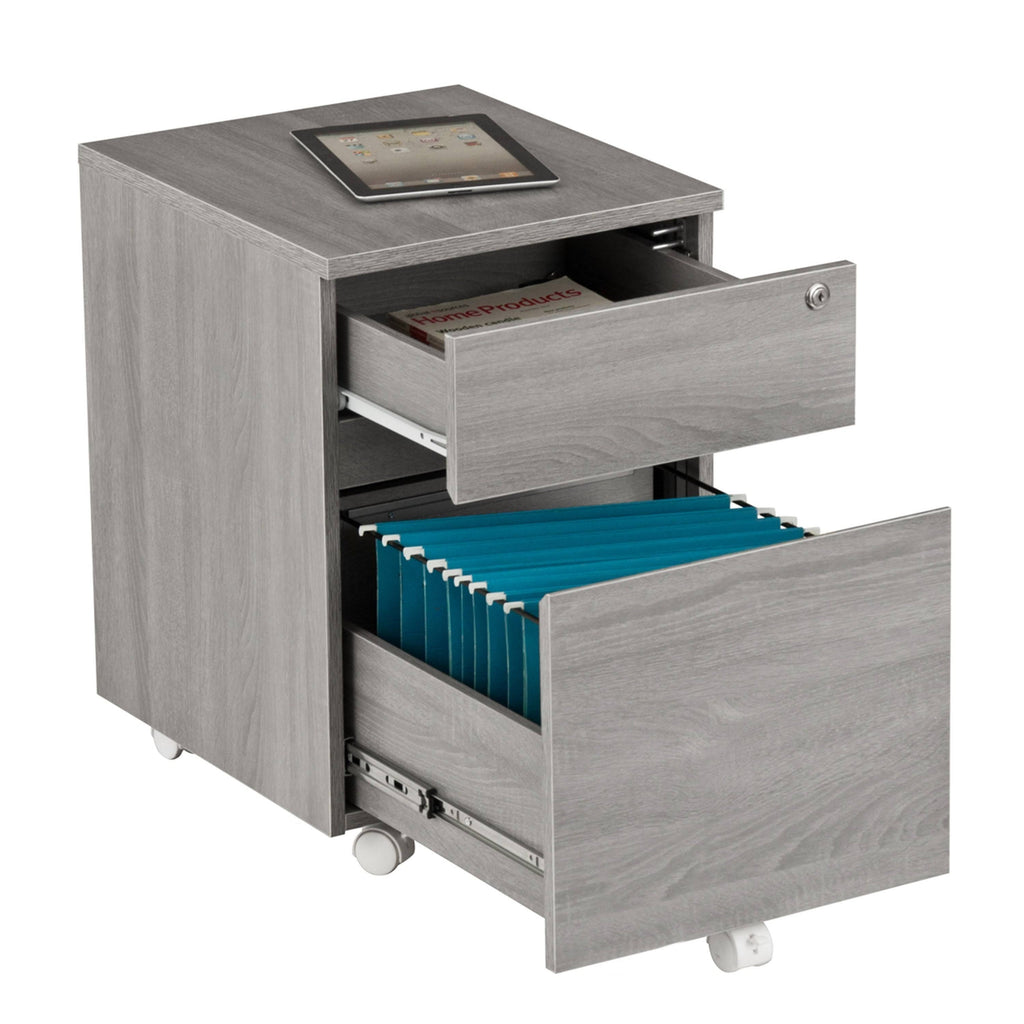White Two Drawer Vertical Filing Cabinet with Lock V797