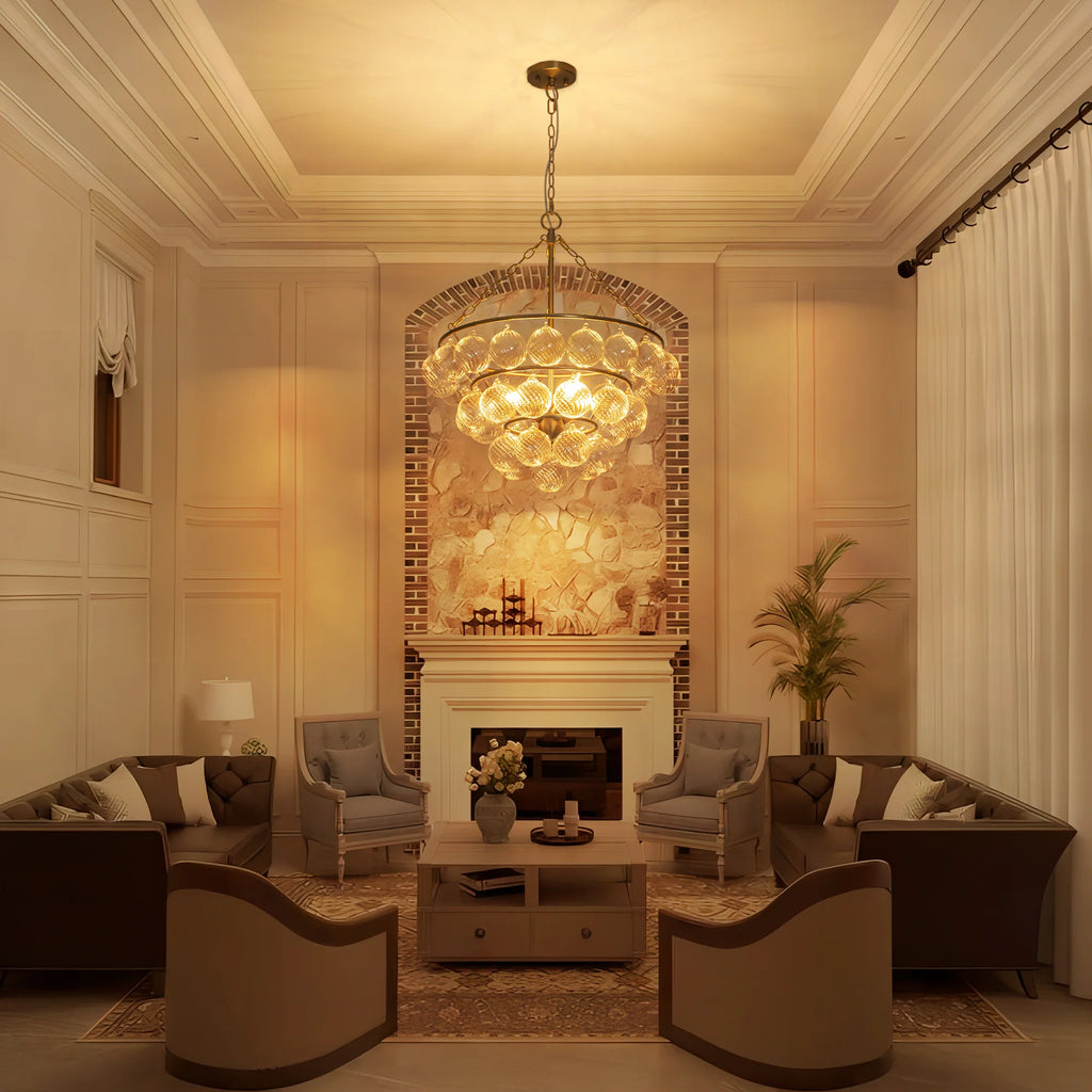 4-Light Dimmable Glass Chandelier F990721