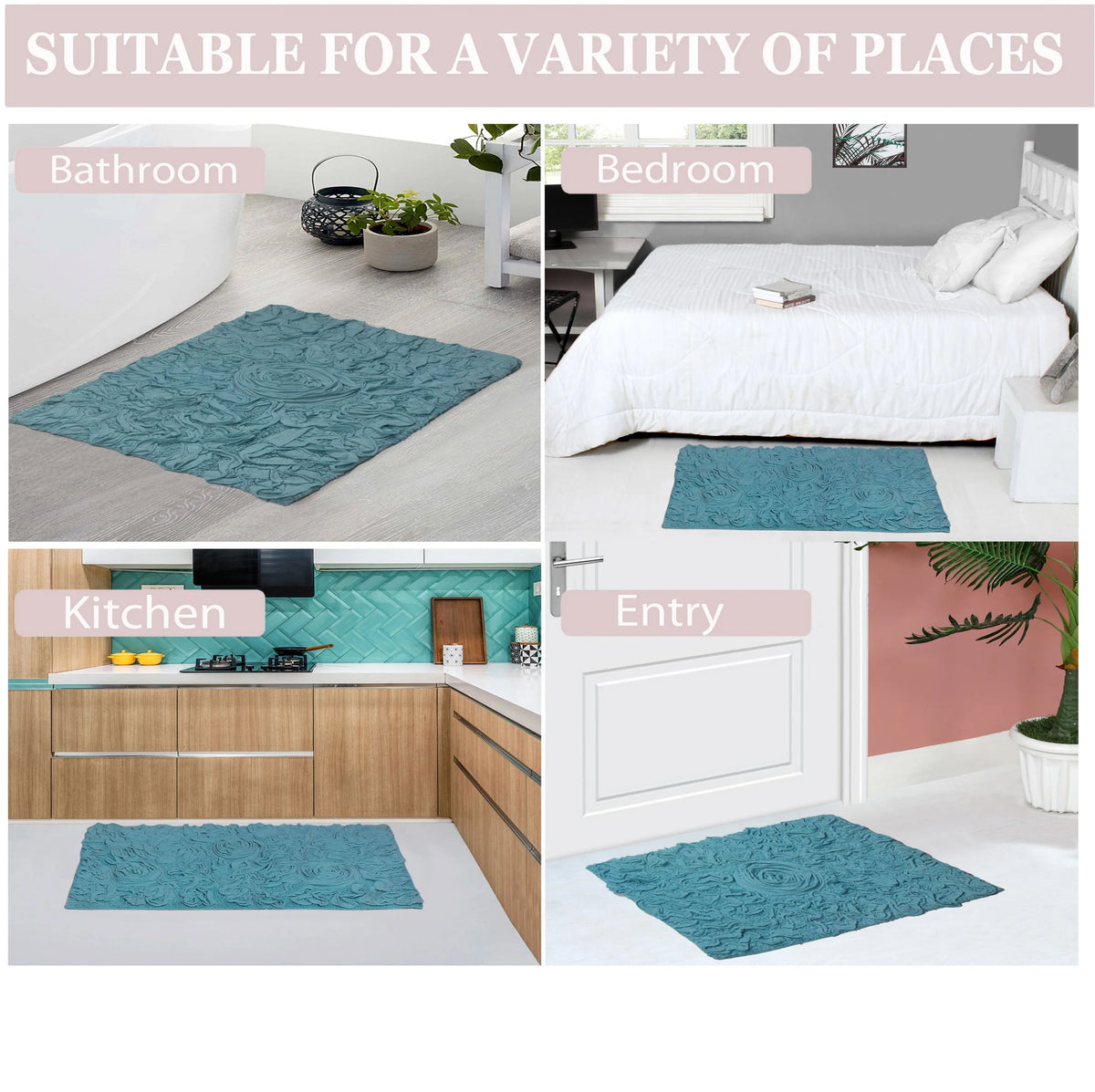 Blue 22" Round Cotton Bathroom Rug M925121