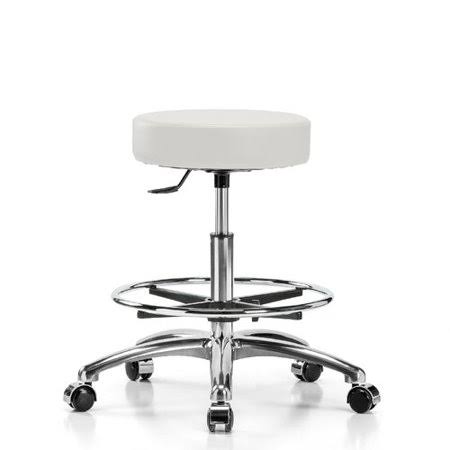 Adobe White Vinyl Height Adjustable Swivel Stool with Foot Ring J573387