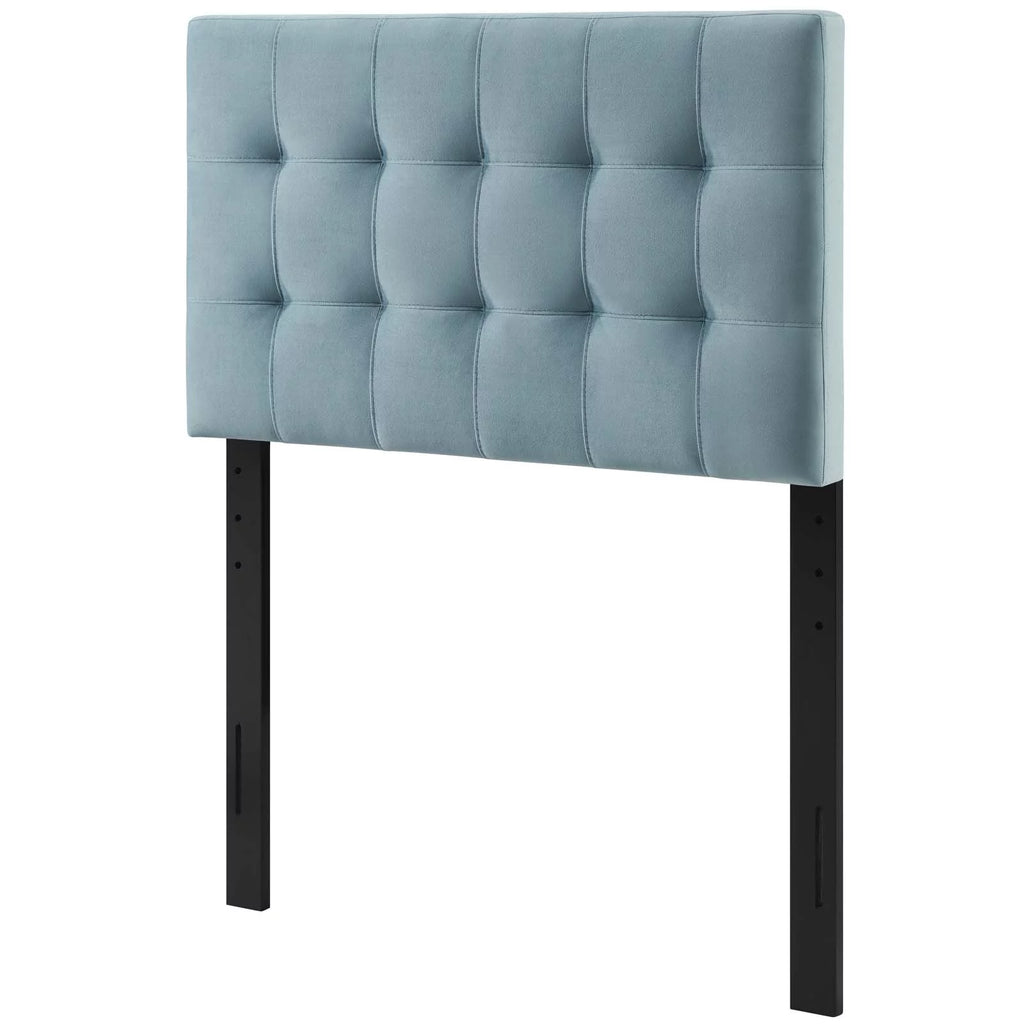 Light Blue Velvet Twin Size Tufted Headboard X740780