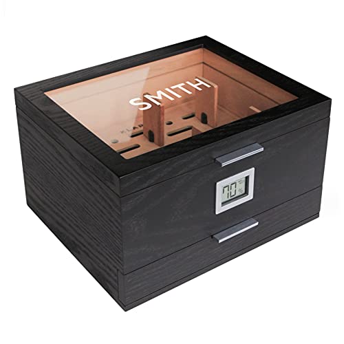 Glass Top Humidor with Cedar and Digital Hygrometer P584