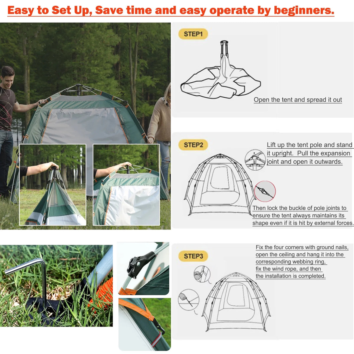 5 Person Waterproof Quick Set Portable Tent M2974