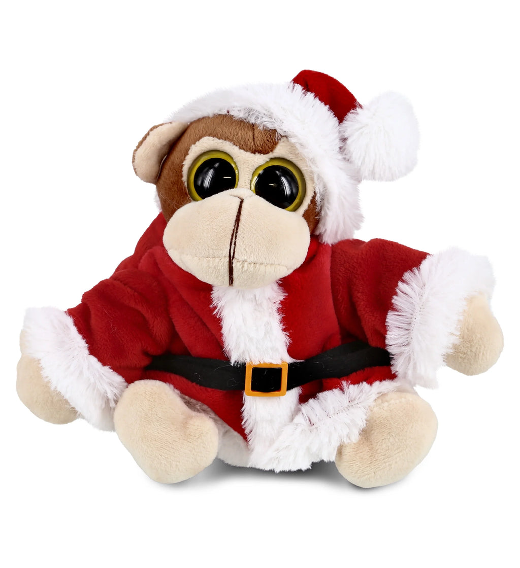 Santa Big Eye Monkey Stuffed Animal Plush Toy, 6 Inches Q688222