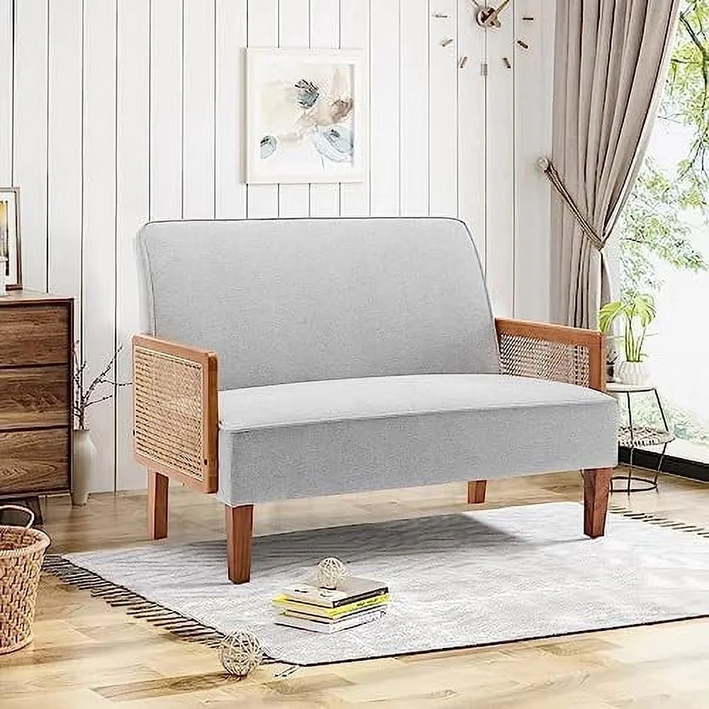 Light Gray Upholstered Small Loveseat Sofa C11439