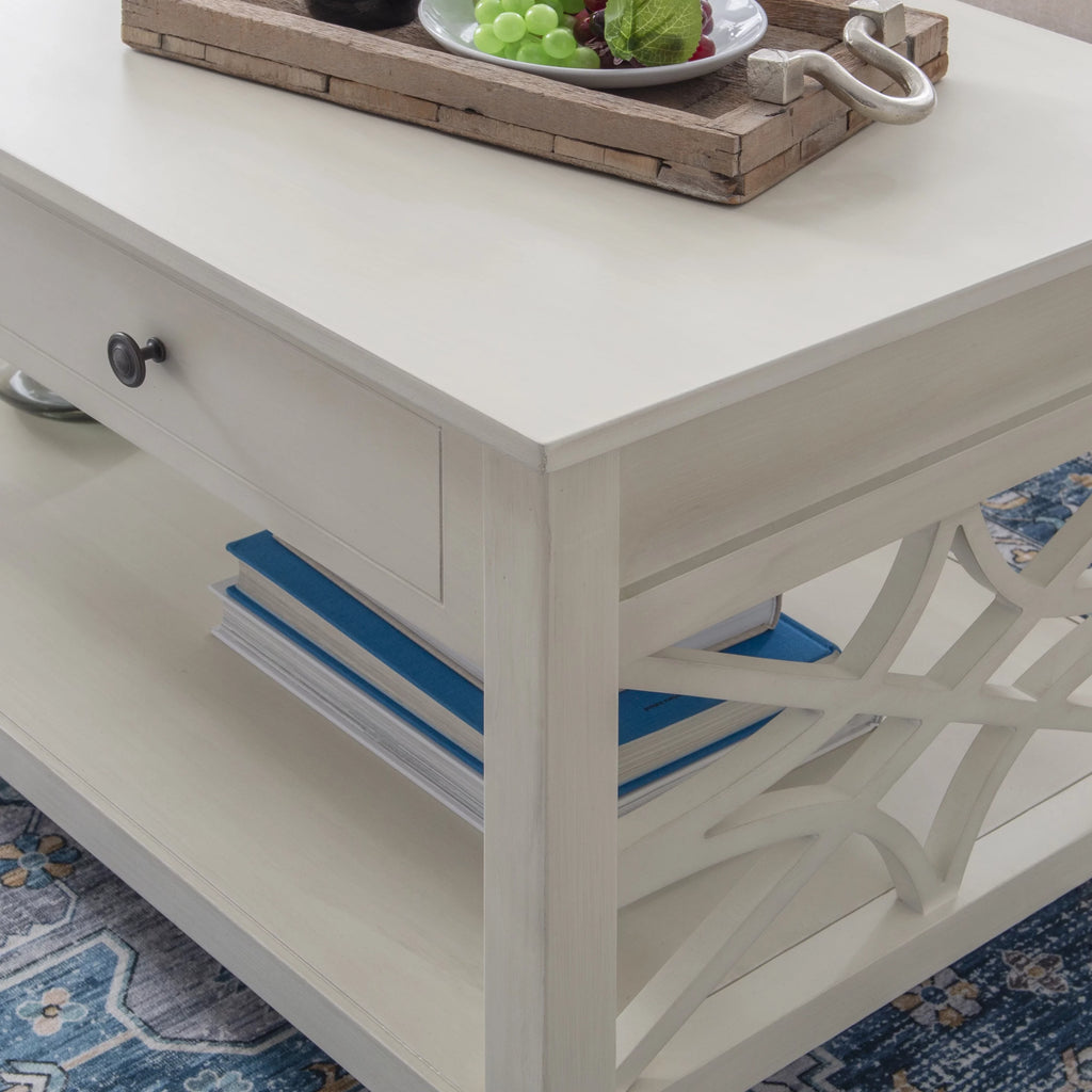White 2-Drawer Lift-Top Coffee Table U823