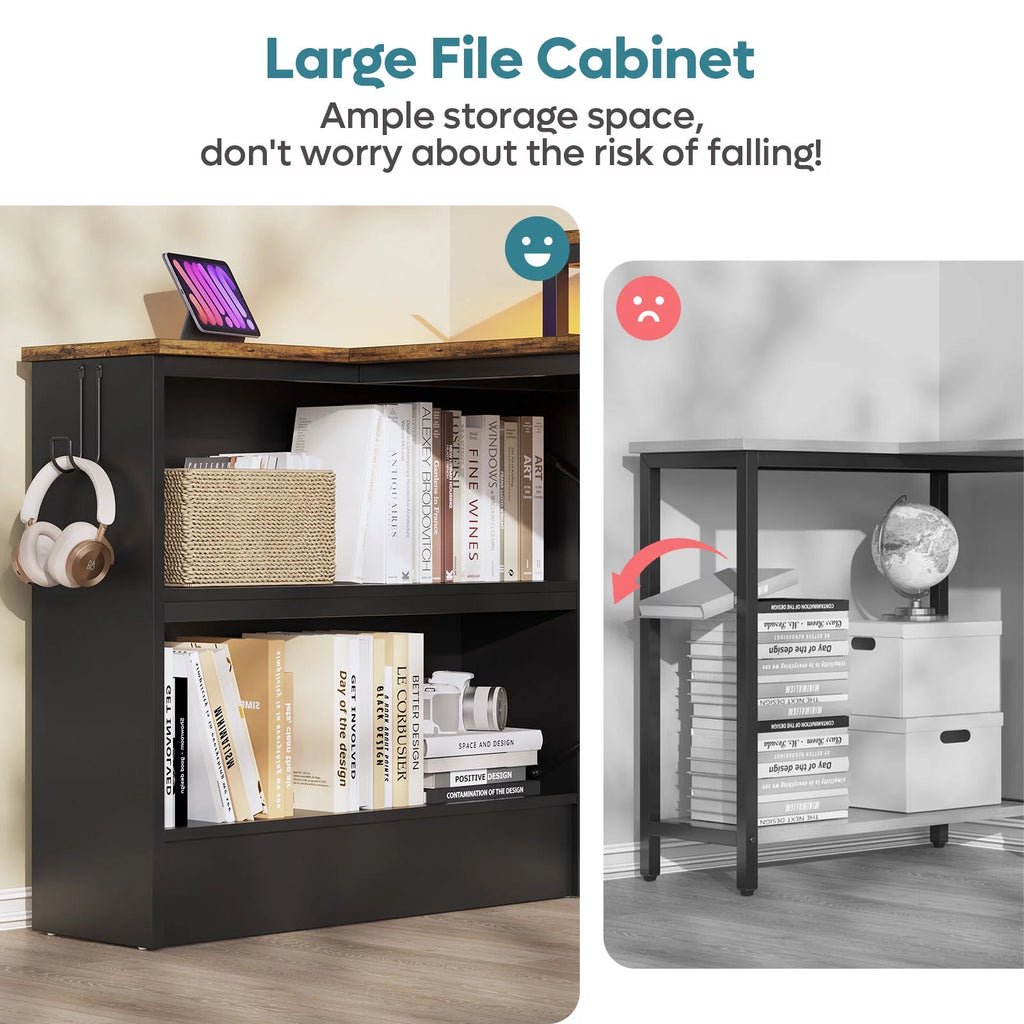 42" L-shaped Computer Desk with Storage Shelf T3424