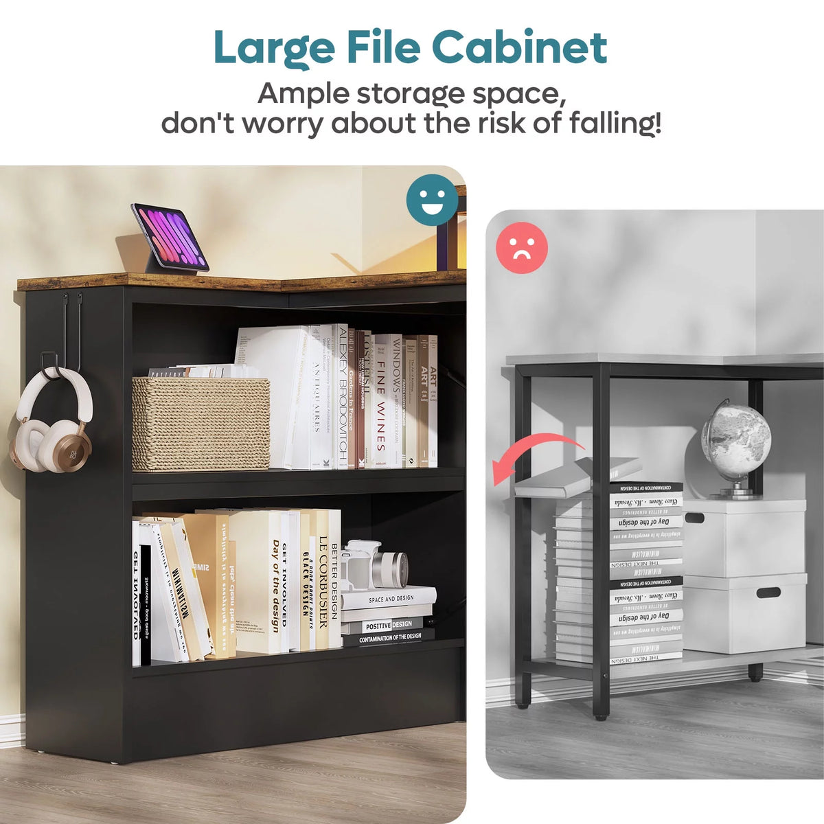 42" L-shaped Computer Desk with Storage Shelf T3424