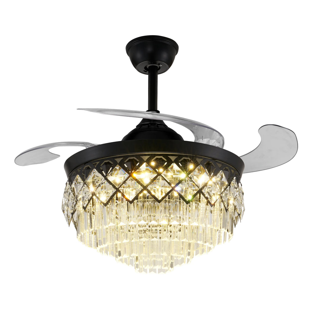 Black 42 inch LED Ceiling Fan with Lights and Remote I892194