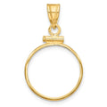 14K Yellow Gold Polished Screw Top Coin Bezel Pendant I3123