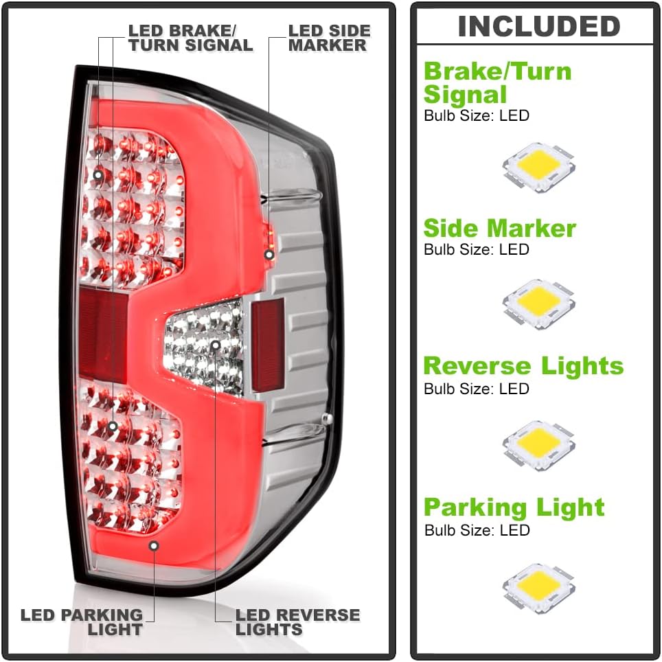 Chrome Full LED Tail Lights Pair Set Left+Right F959182