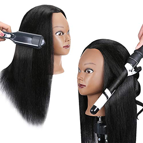 Black 16" Real Hair Mannequin Head Q880