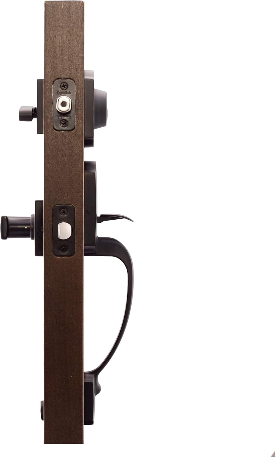 Soft Contemporary Front Door Handle Lever Trim, Tuscan Bronze B445183