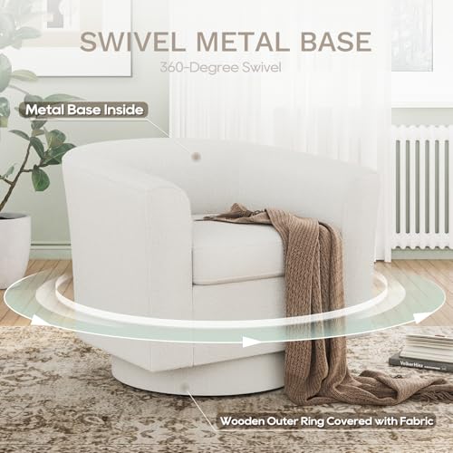 Beige Upholstered Swivel Accent Chair with Ottoman T866024