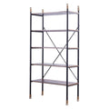 Brown Wood 5-Shelf Standard Bookcase with Metal Frame W3103