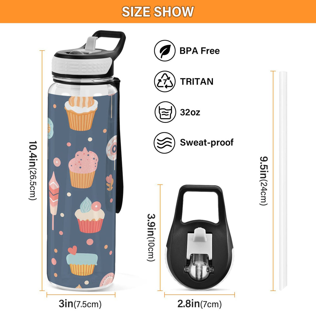 Cream 32oz Tritan Leakproof Sports Bottle with Straw E9096