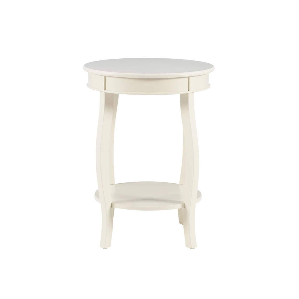 White Round Side Table with Shelf Q96600