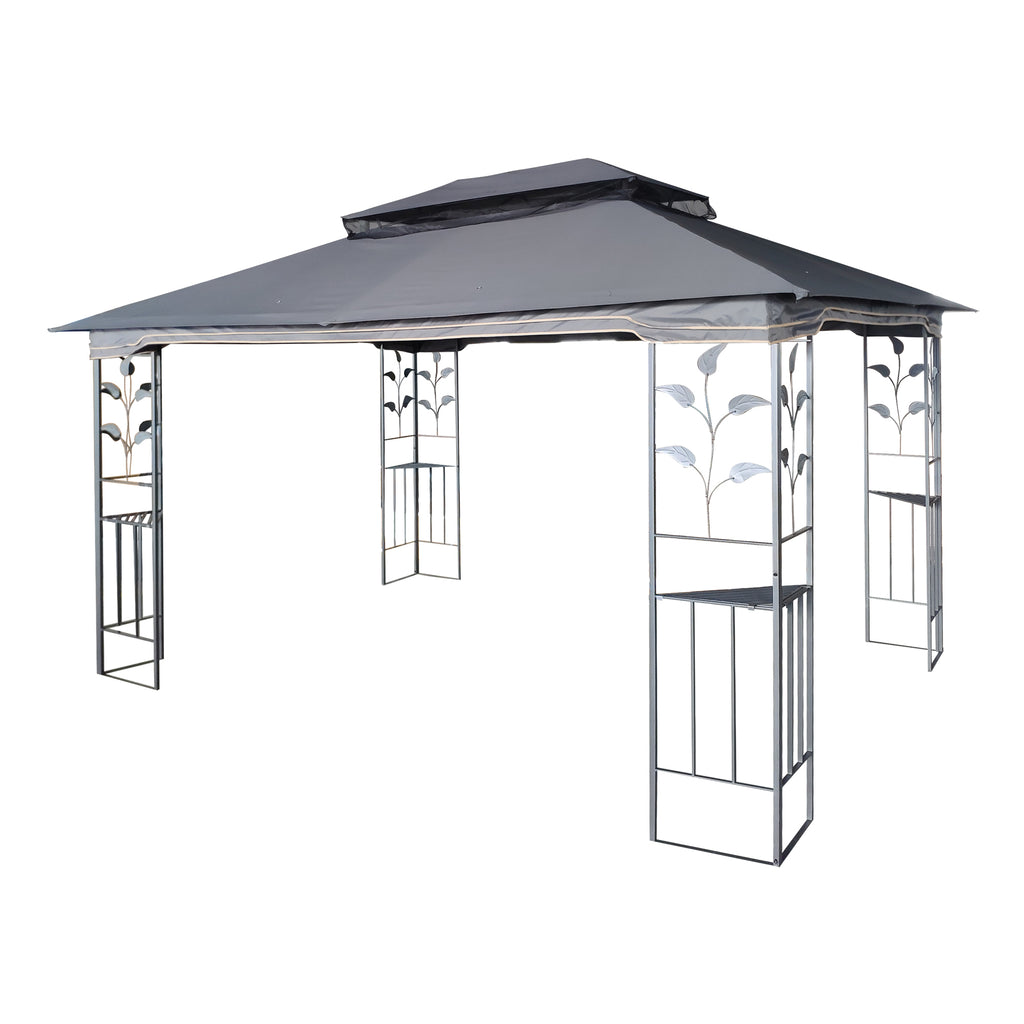 Gray Patio Gazebo Canopy Tent with Mosquito Net K378