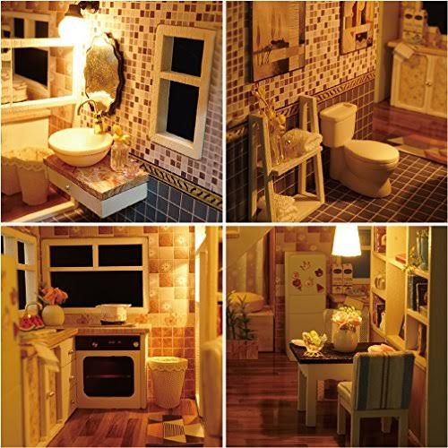 Wooden DIY Dollhouse Kit with Furniture, 1:24 Scale T4156