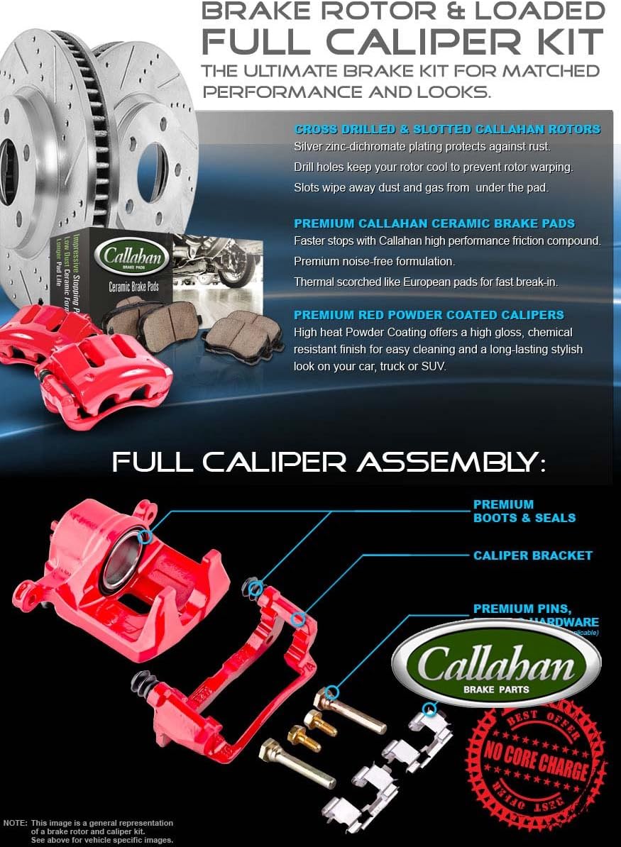 FRONT + REAR OE Calipers + Rotors + Ceramic Pads Kit M8027