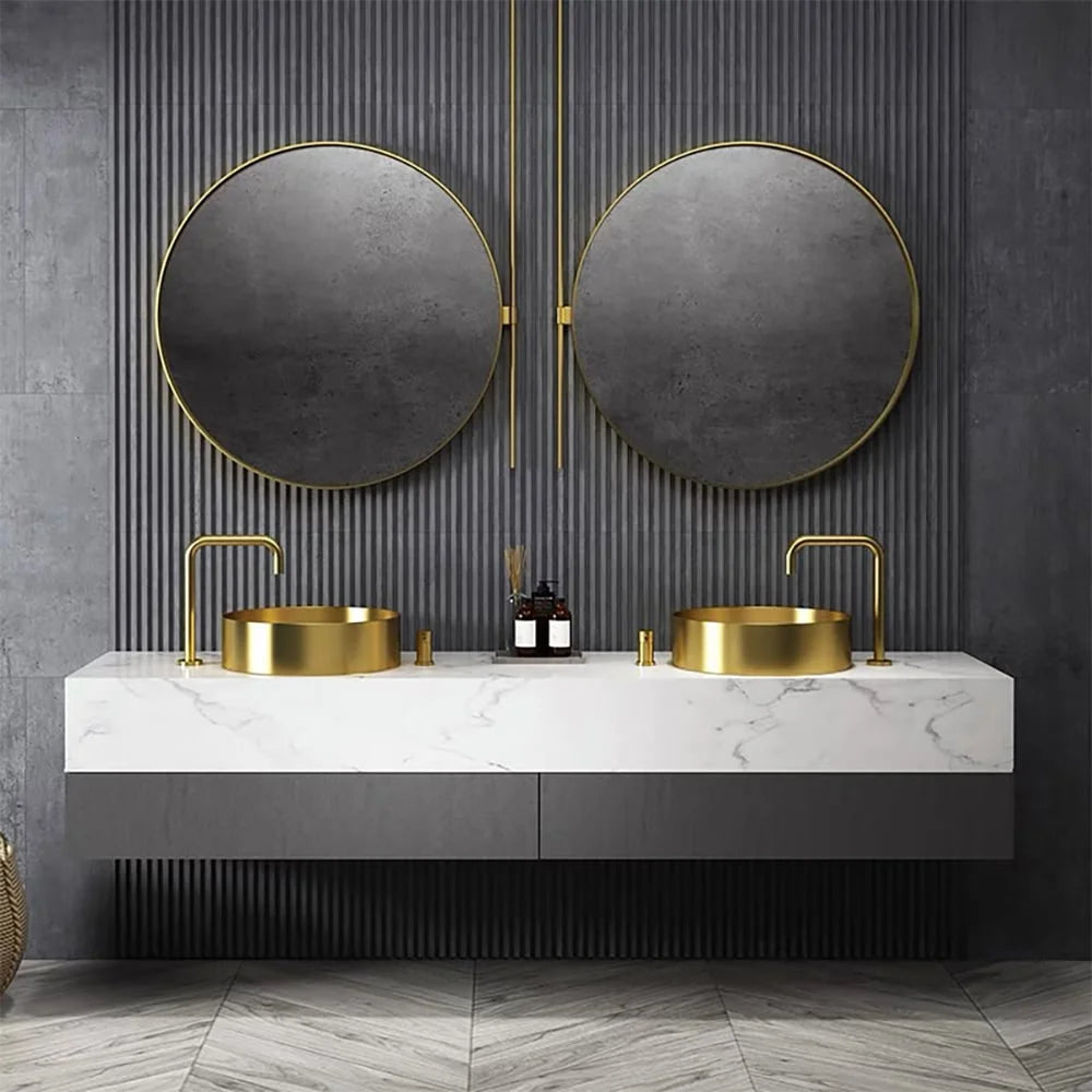 Gold Round Stainless Steel Vessel Sink C17235