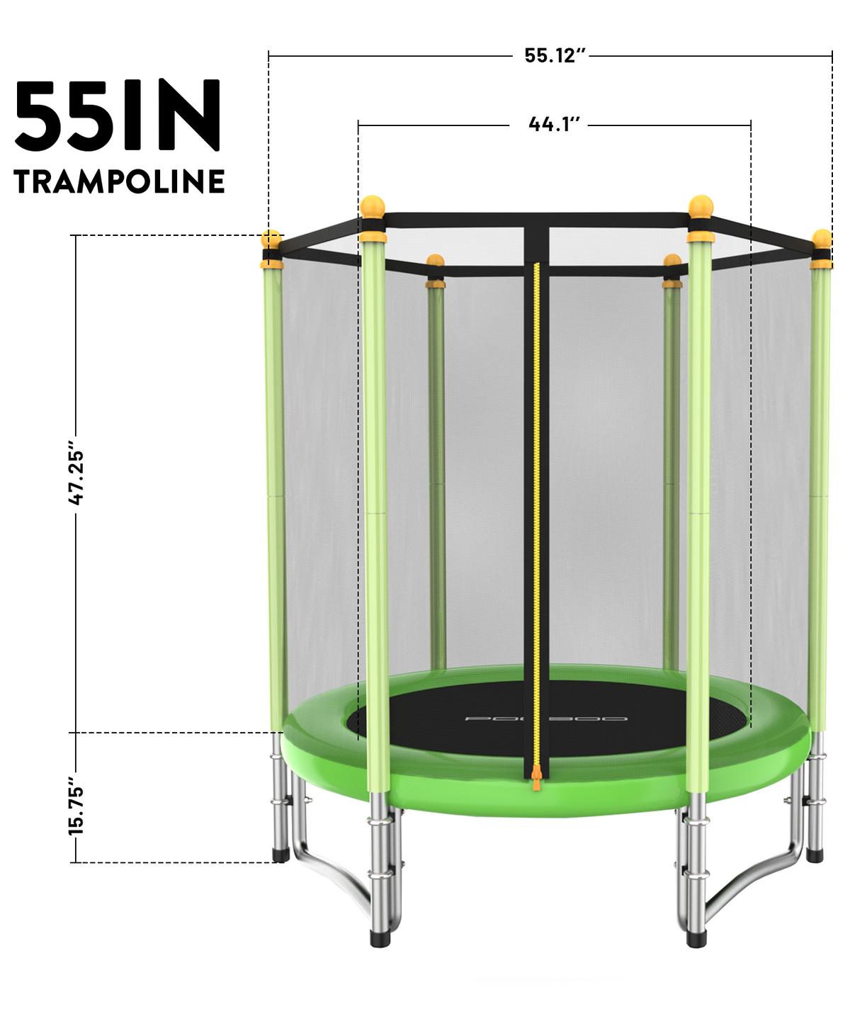 55" Kids Trampoline with Safety Enclosure Net G321891