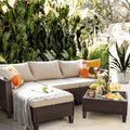 5 Pieces Wicker Rattan Outdoor Sofa Set with Ottoman B2178