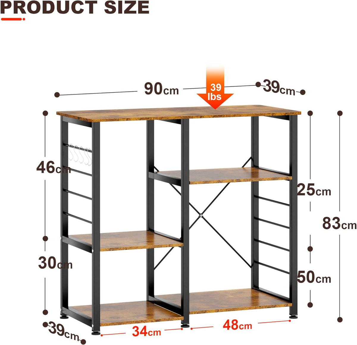 Rustic Brown Kitchen Storage Cart Workstation Shelf Z440