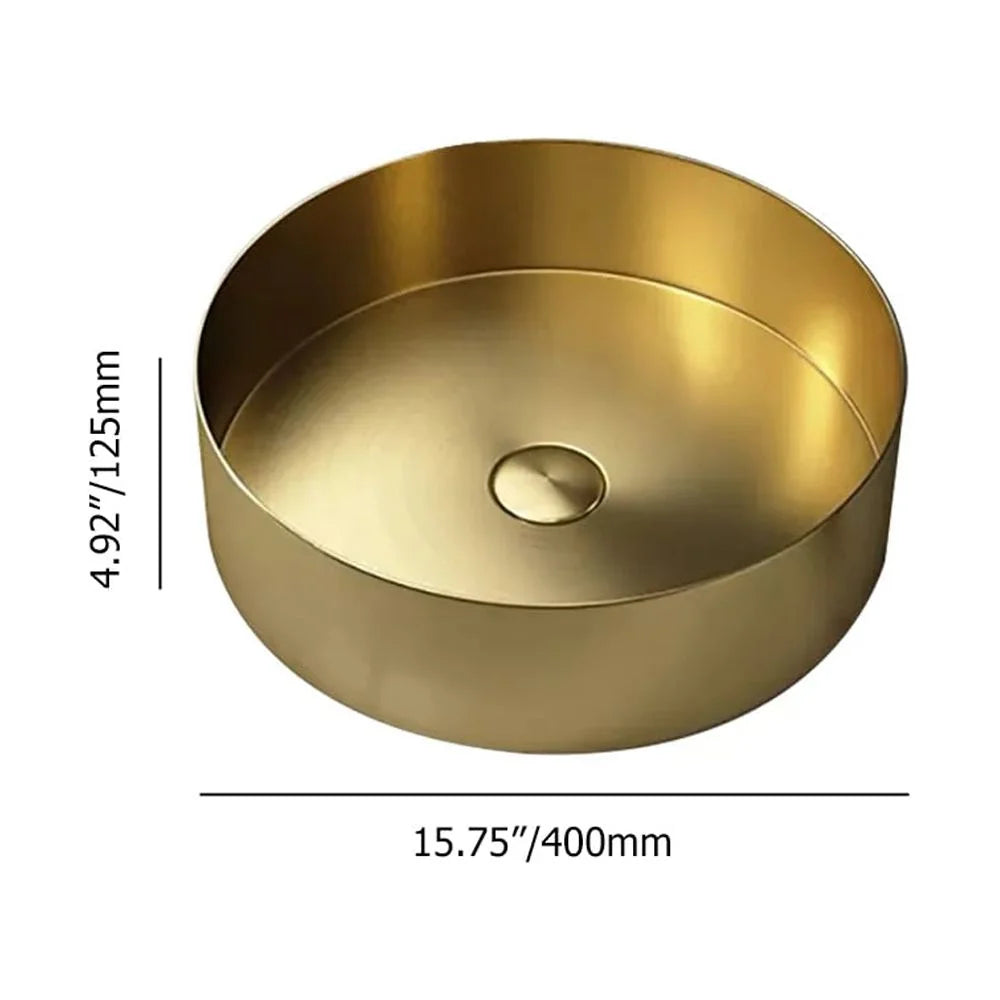 Gold Round Stainless Steel Vessel Sink C17235