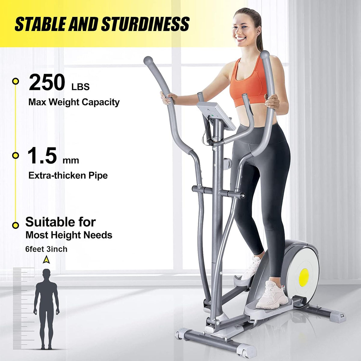 Adjustable Magnetic Elliptical Cross Trainer with LCD Monitor and Pulse Sensors Z246