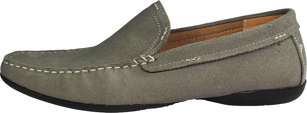 Leather Slip on Loafers Grey B9538