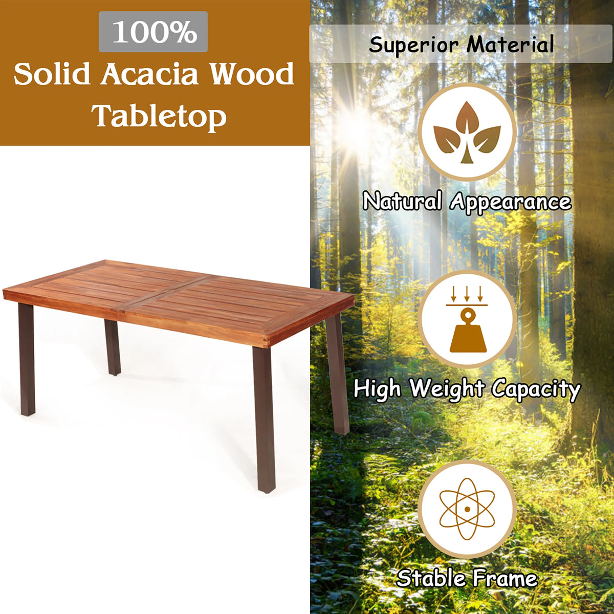 Acacia Wood Rectangular Dining Table K702196