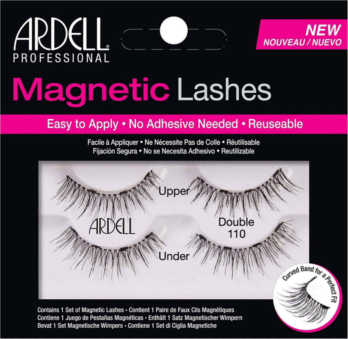 6 Pack Black Magnetic Double Eyelashes B394