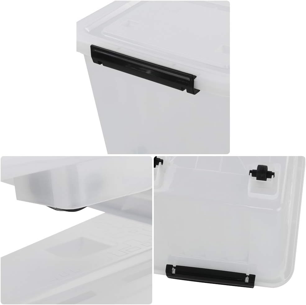30 L Clear Plastic Storage Box with Wheels, 4-Pack Q424620