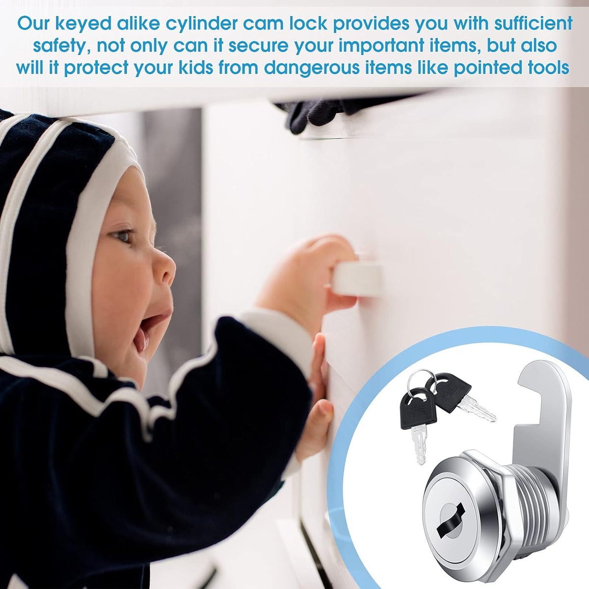 16 Pieces Zinc Alloy Cylinder Cam Lock with 32 Keys M67650