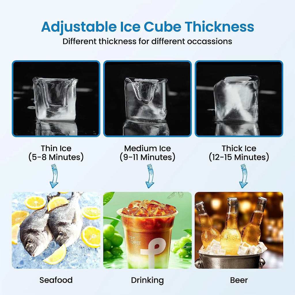 Commercial Ice Machine 130lbs/24H Stainless Steel 44lbs Ice Storage Y2037