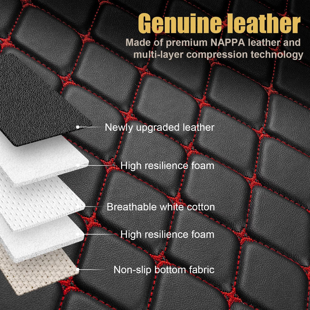 Leather Car Floor Mats 1st & 2nd Row Black J379