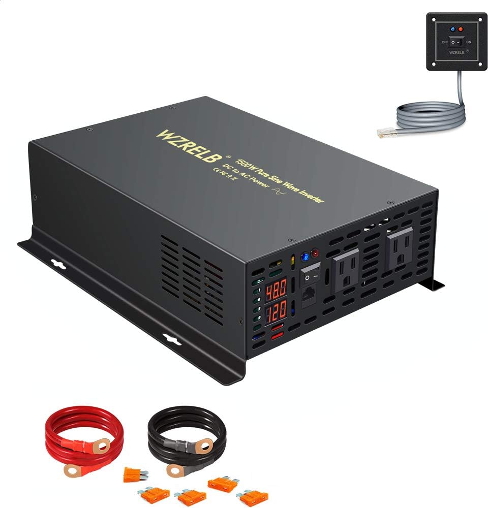Pure Sine Wave 3500W 24V DC to 110V 120V AC Power Inverter with Dual US Outlets O64730