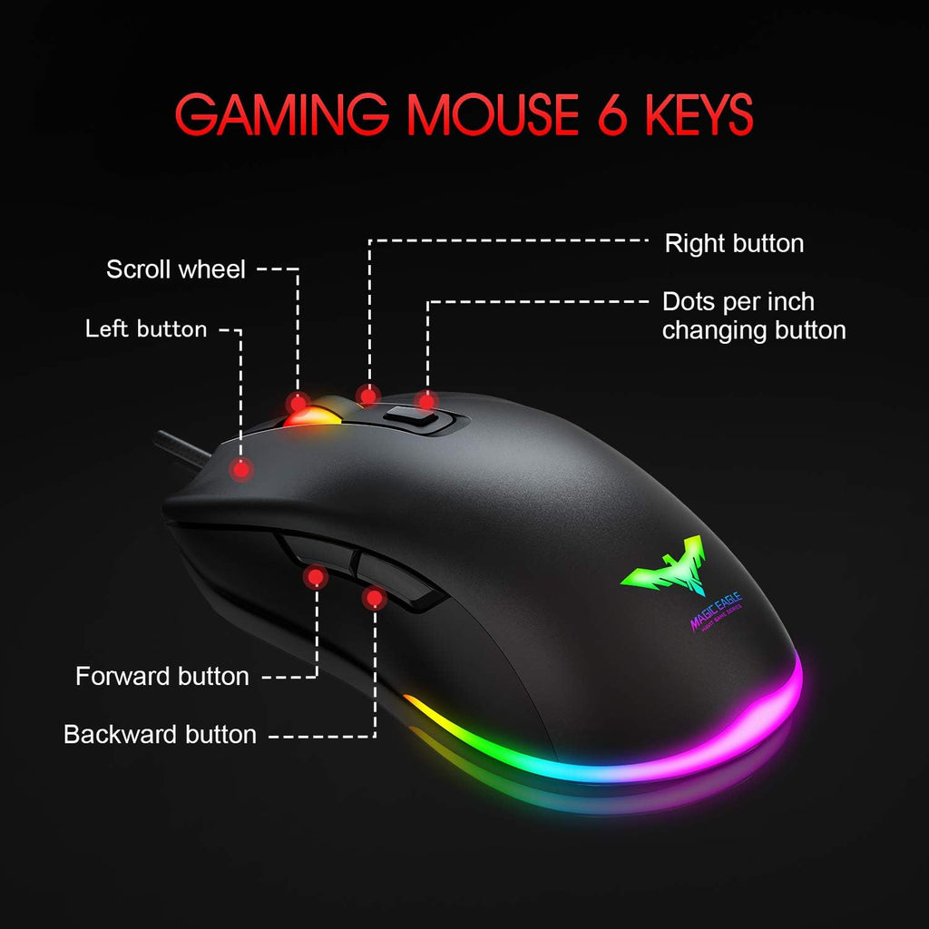 89 Keys Wired Backlit Gaming Keyboard Red Switch with 4800 DPI 6 Button Mouse and Mouse Pad Pack of 2 Z273