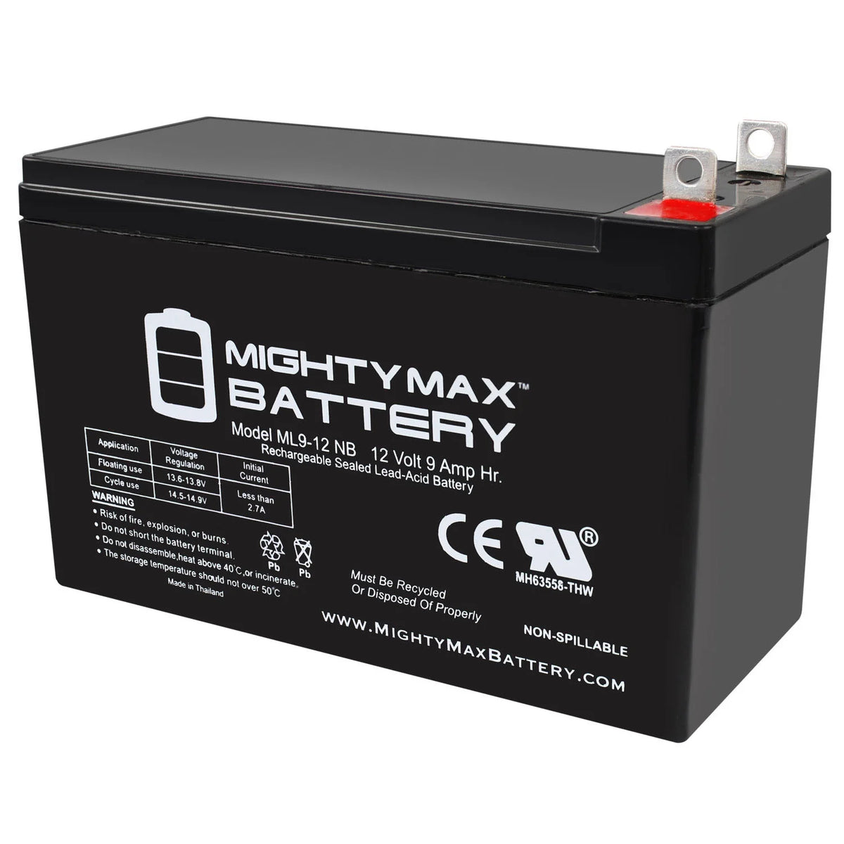 12 Volt 9 AH Rechargeable SLA AGM Battery K78313