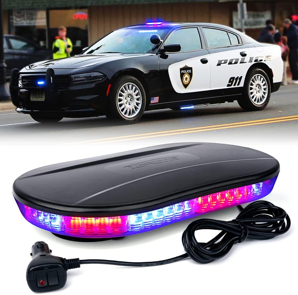 White & Amber COB LED Rooftop Strobe Light Bar with Magnetic Base L28118