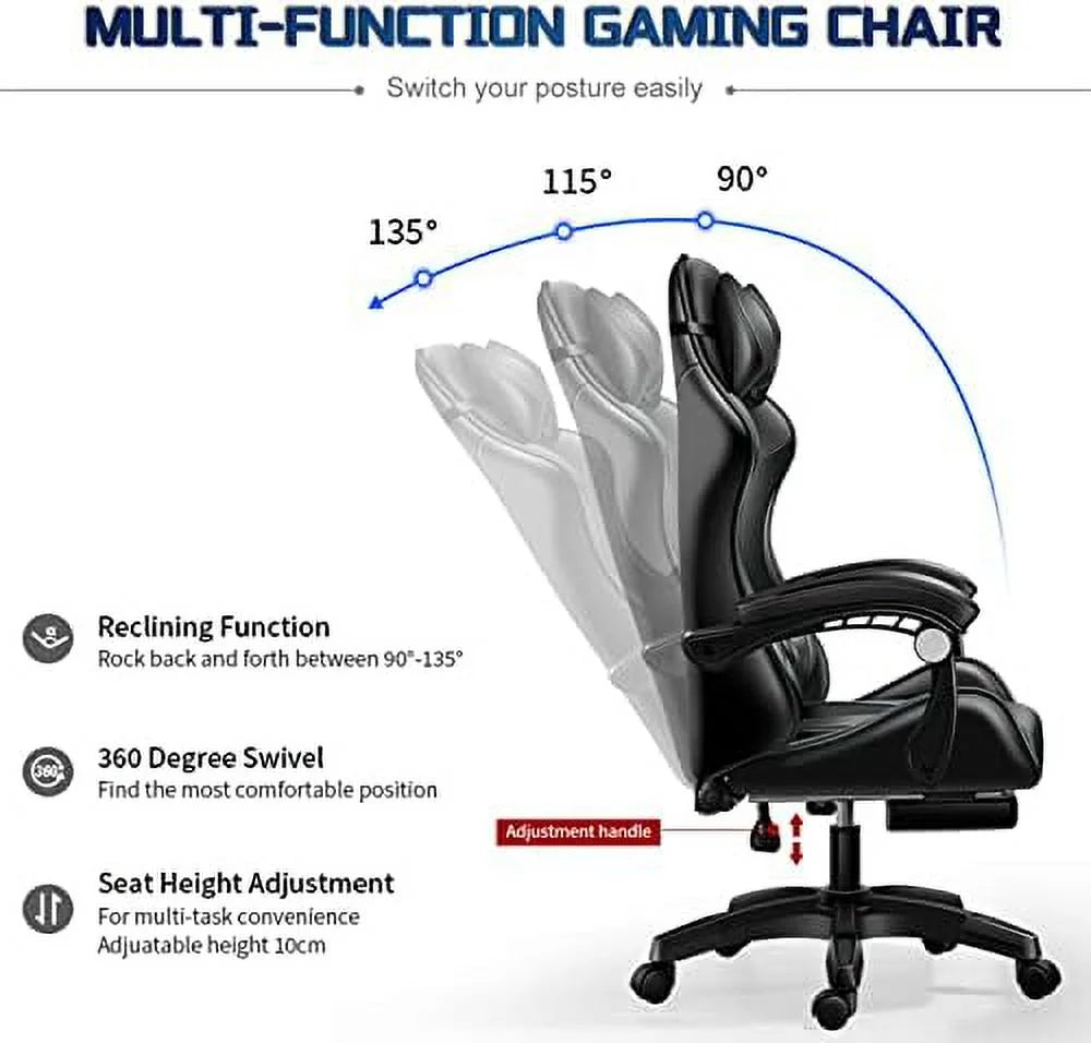 RGB Gaming Chair with Massage and Footrest J5994