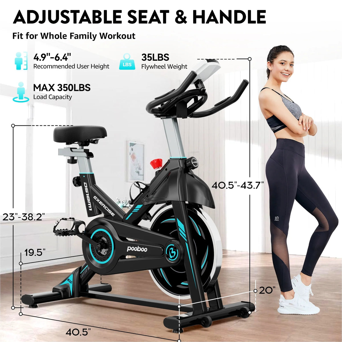 Indoor Cycling Bike Magnetic Stationary Exercise Bike 40lbs Flywheel N159