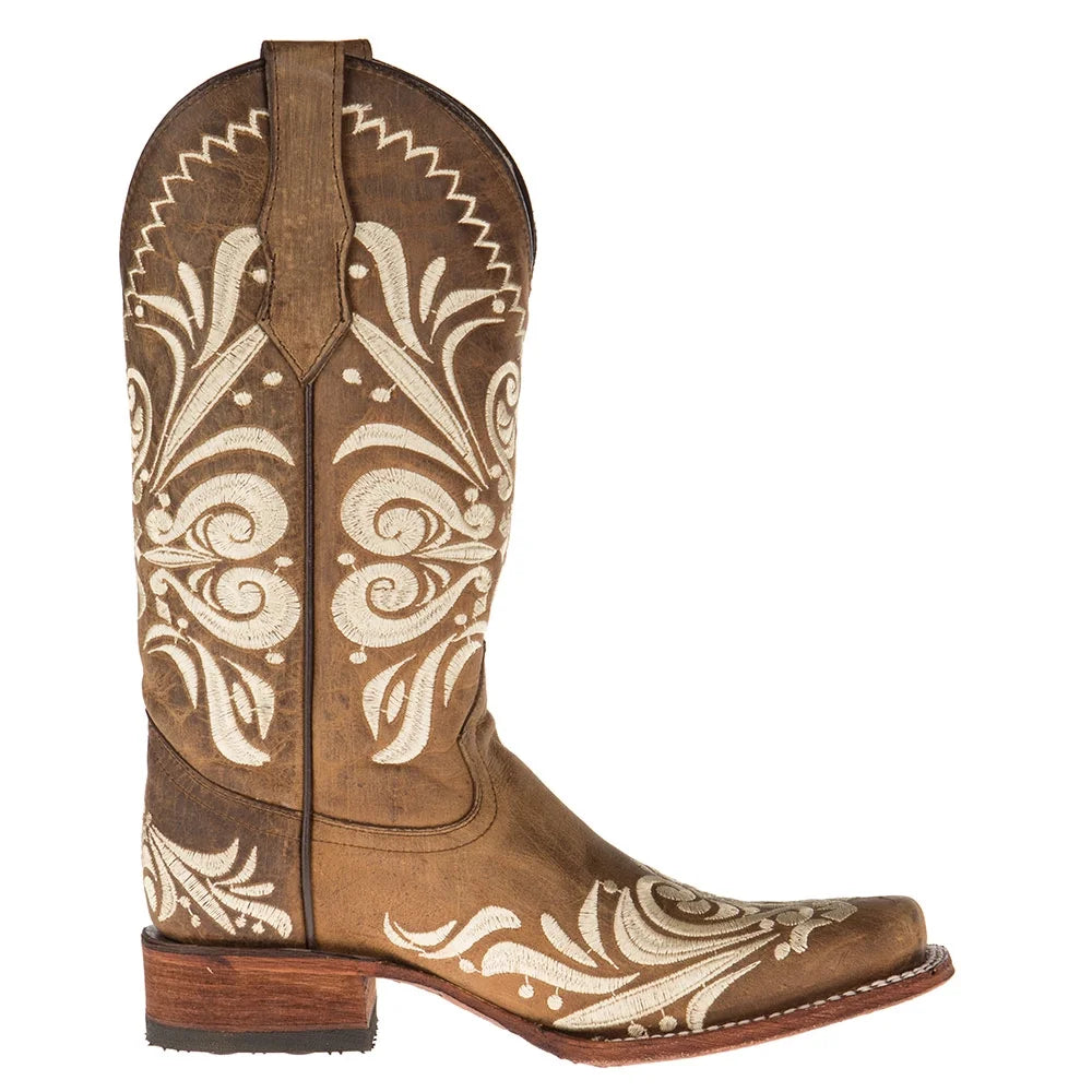 Tan Square Toe Boots Z415