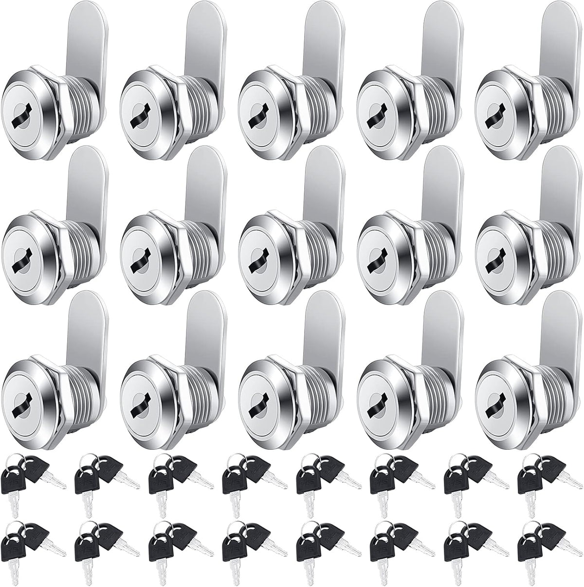 16 Pieces Zinc Alloy Cylinder Cam Lock with 32 Keys M67650