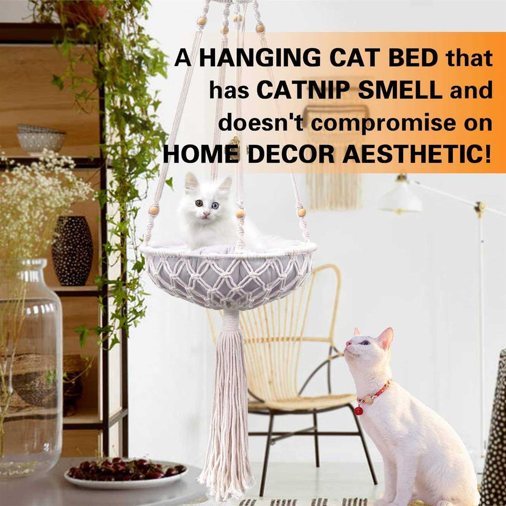 Handwoven Macrame Cat Swing with Hanging Kit A157