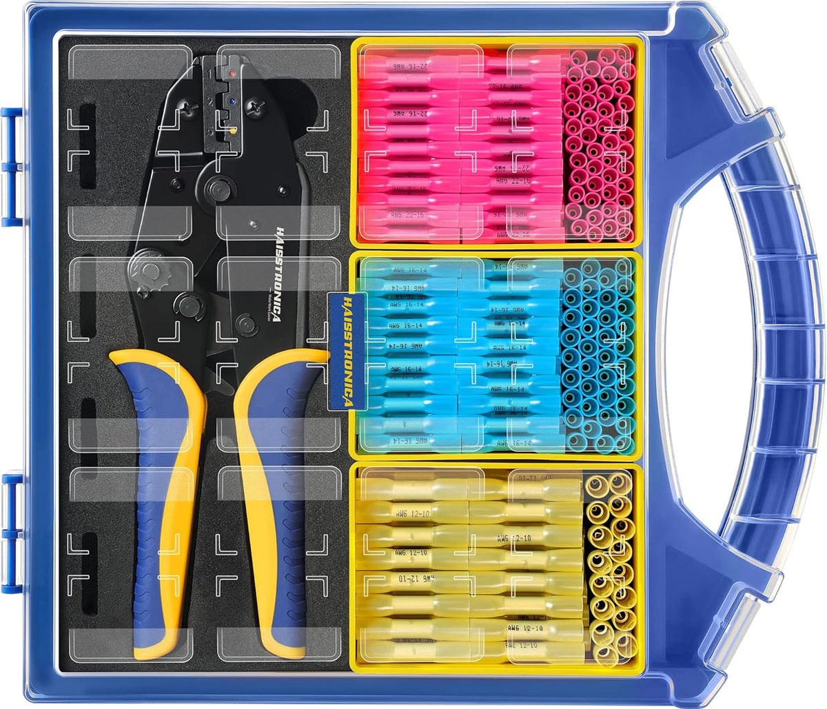 330PCS Heat Shrink Butt Connectors Set, AWG 22-10 Marine Grade Waterproof Butt Splice Connectors with Crimping Tool G20911