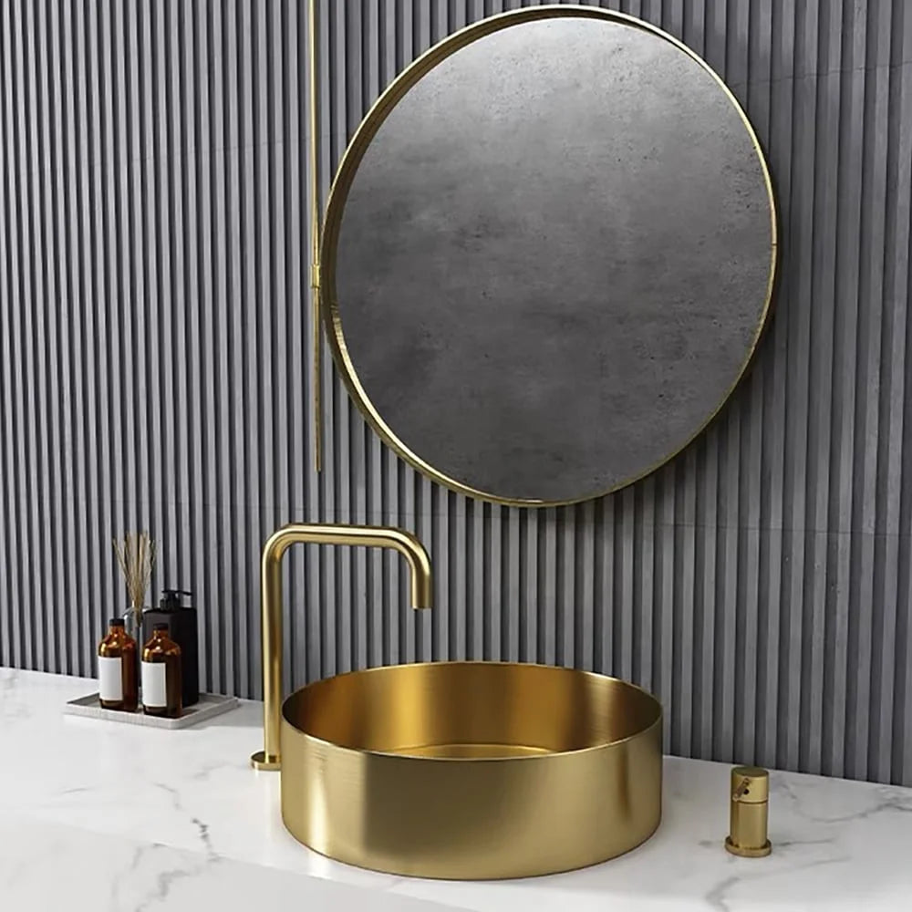 Gold Round Stainless Steel Vessel Sink C17235